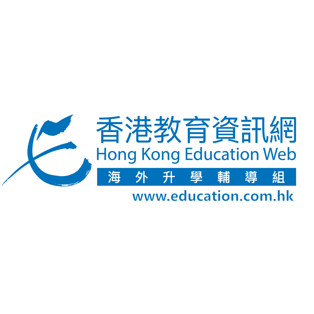 blue text on white background logo for hong kong education web
