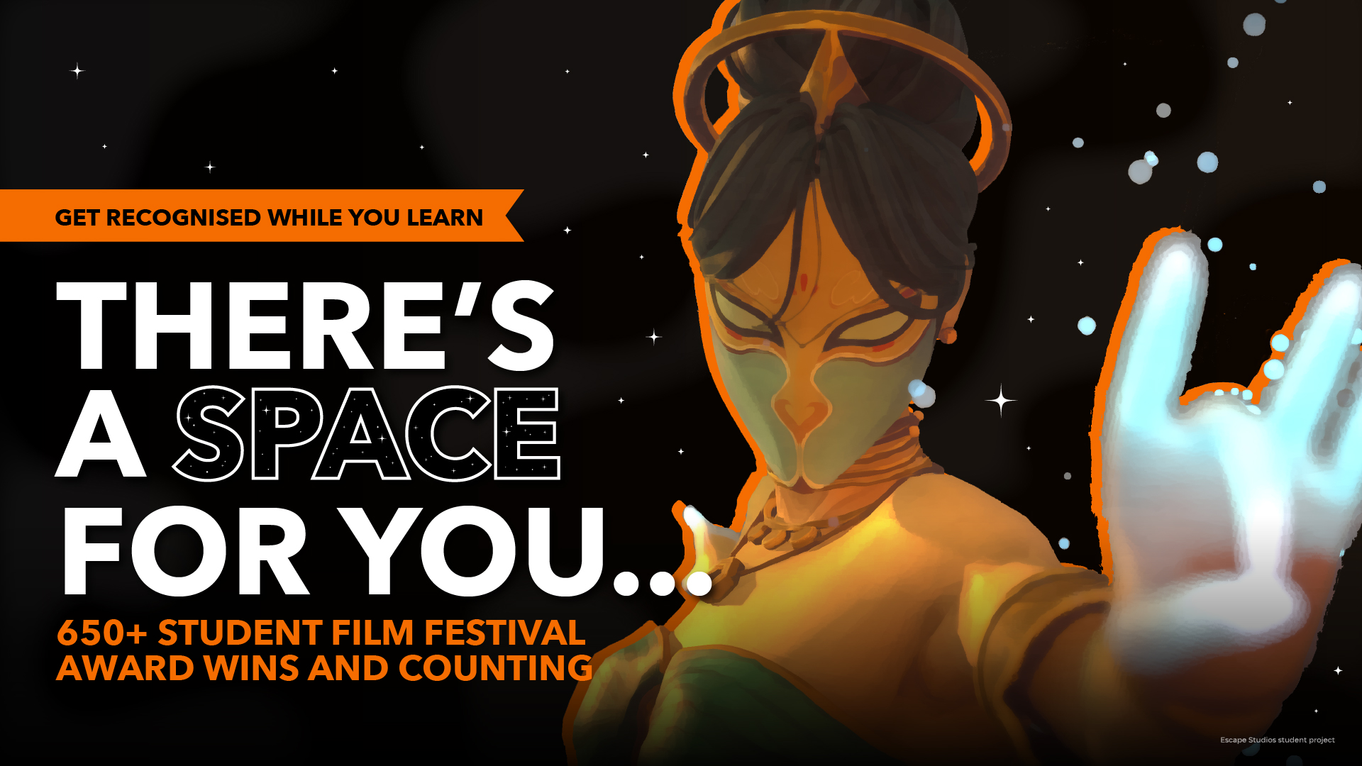 Clearing asset with 'space for you industry', award messaging.