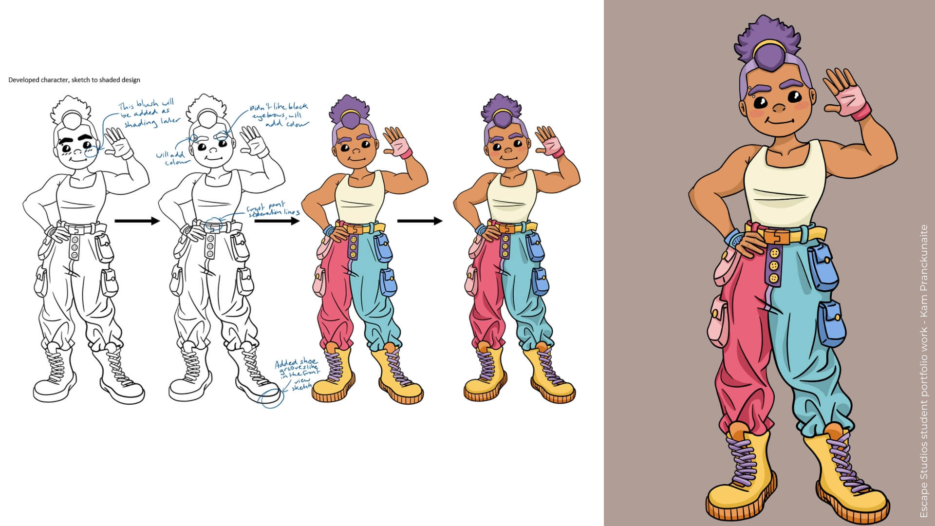 Work for the portfolio that Kam Pranckunaite used to successfully apply to Escape Studios