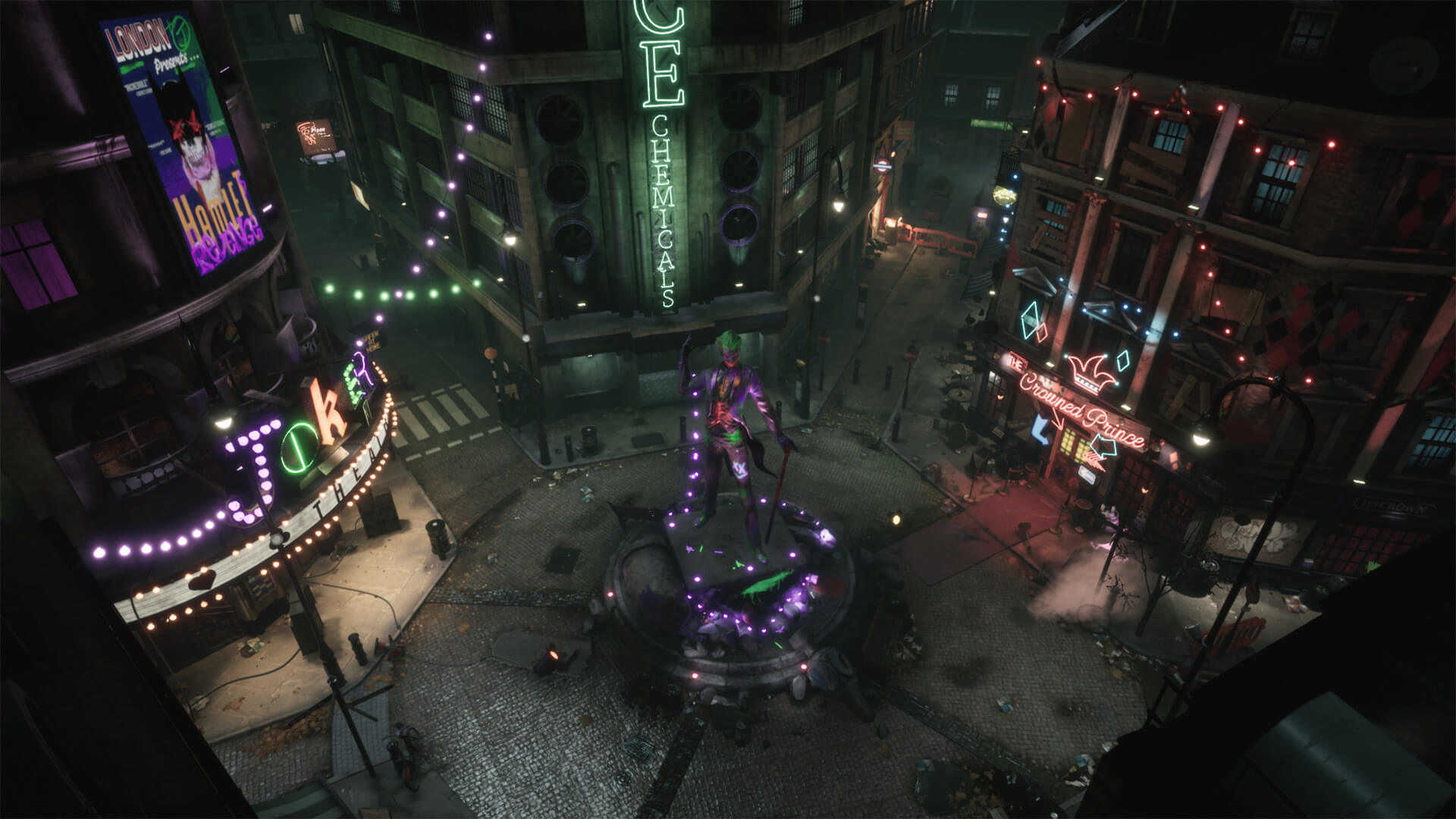 Statue of Joker from Batman in front of Joker theatre