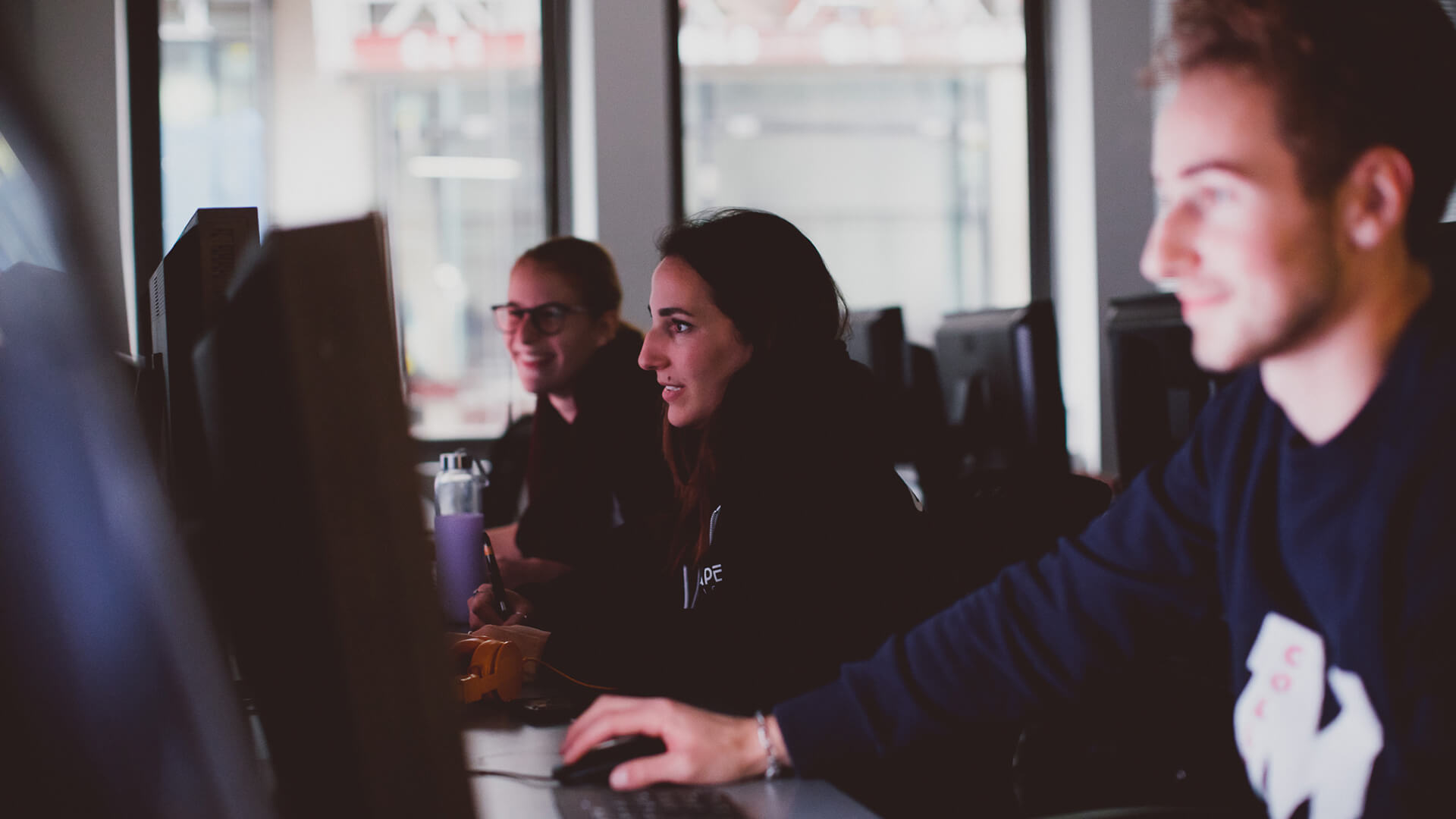 Students working on computers
