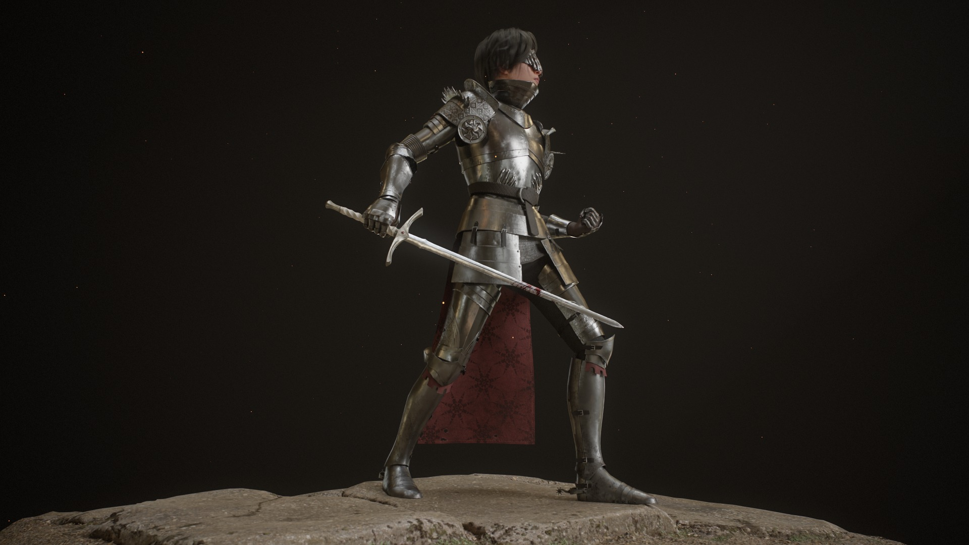 Lady In Knight Armour and holding a sword