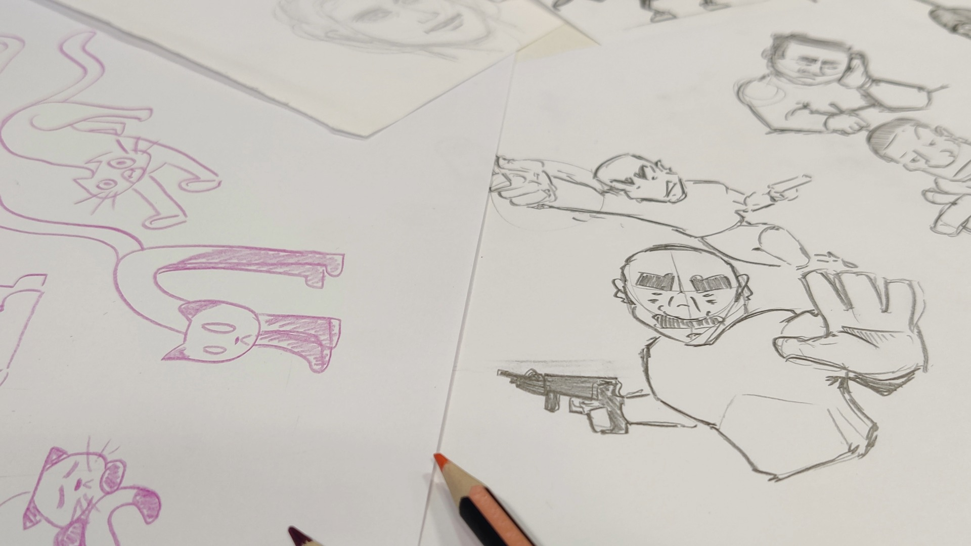 bunch of images with colouring pencil