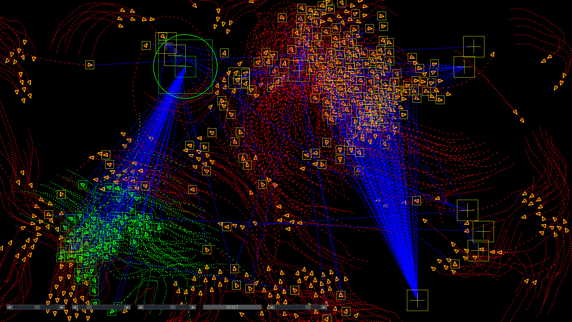 Programming Boids simulations - lots of bright colours against a black background