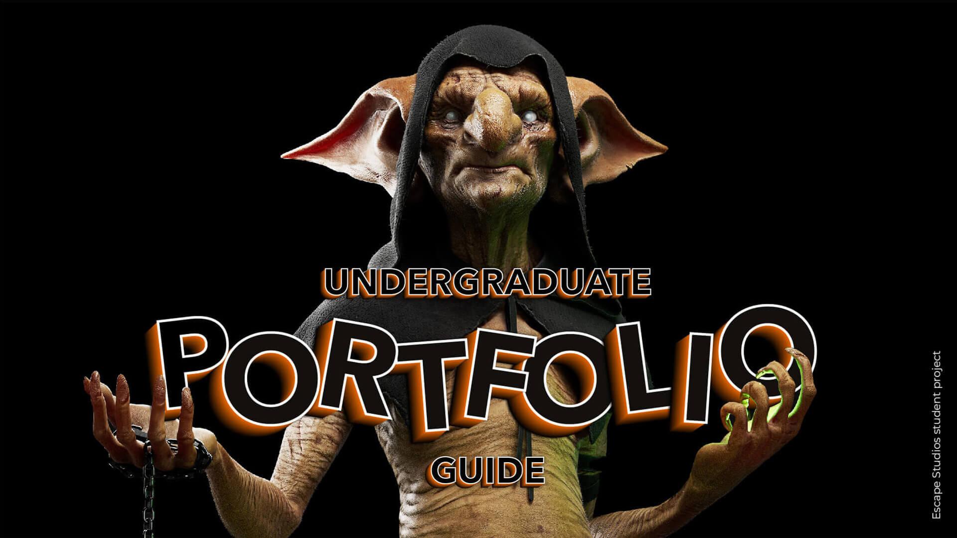 Undergraduate Portfolio Guide with student work character