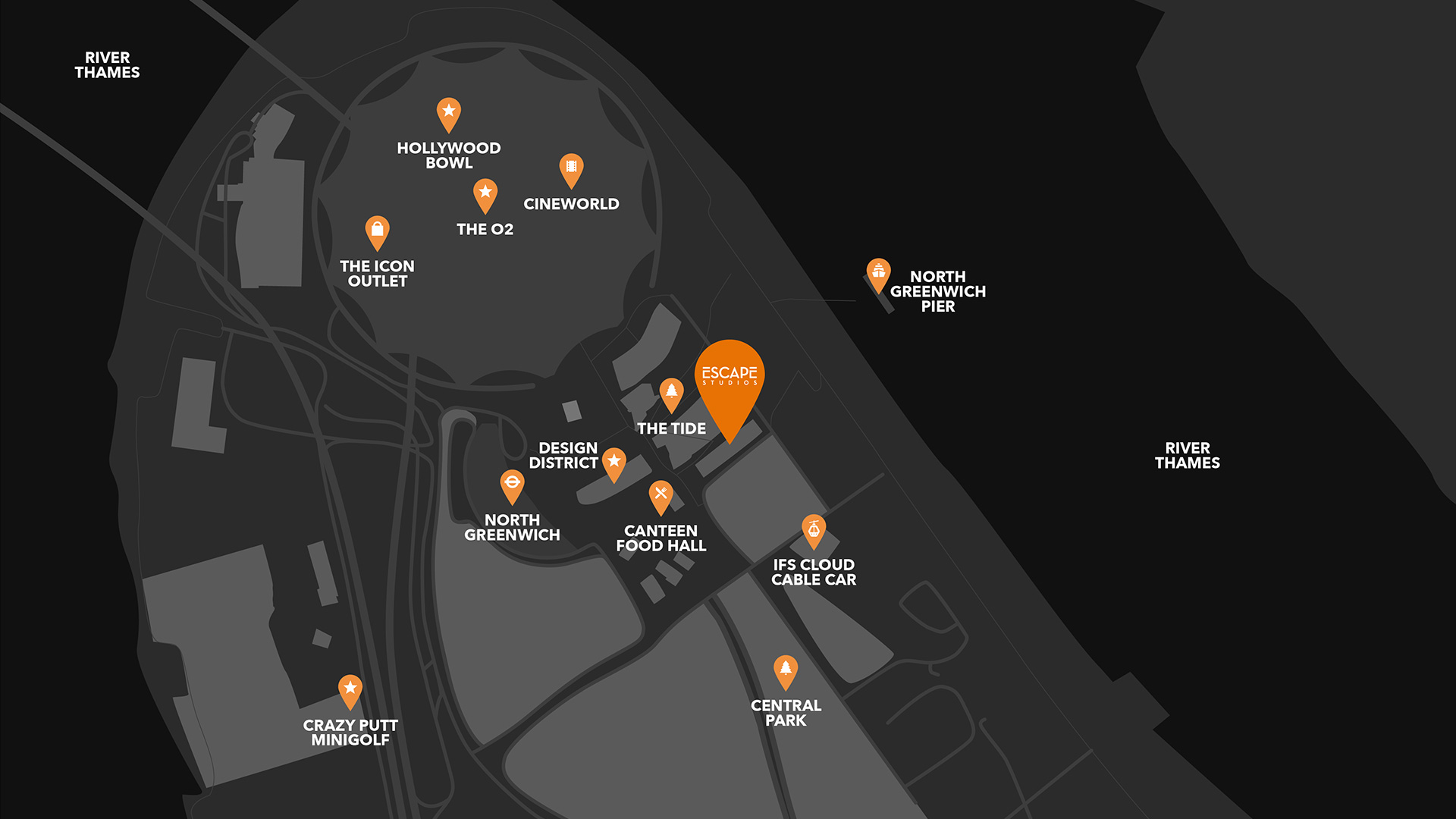 Points of interest around our new campus in North Greenwich