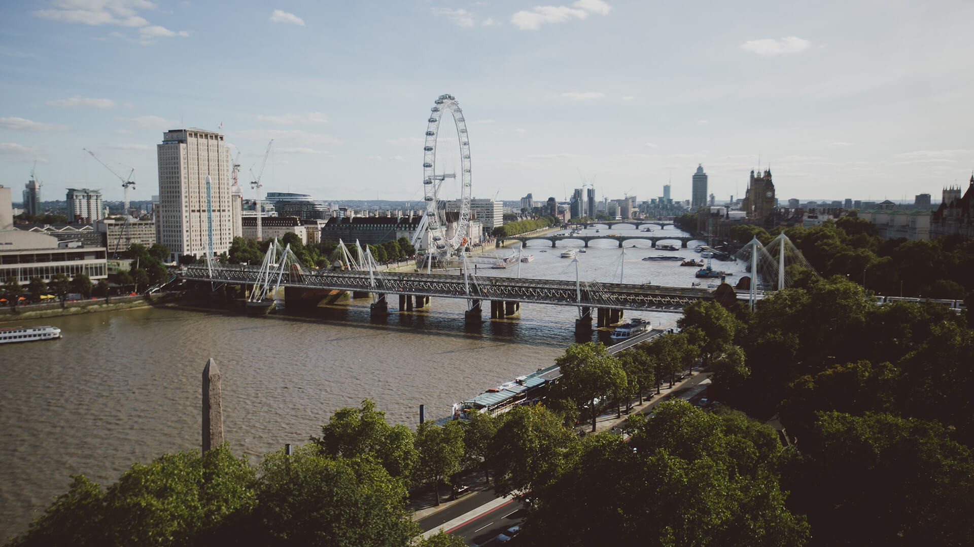 The London skyline featuring the River Thames and London Eye