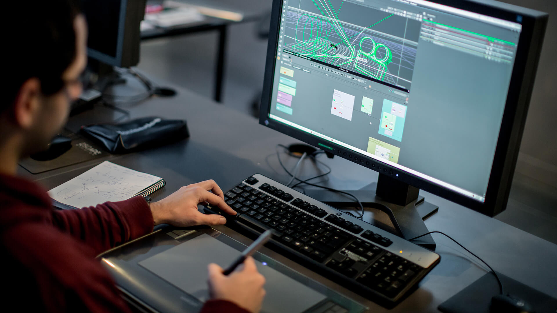 Student using Wacom tablet