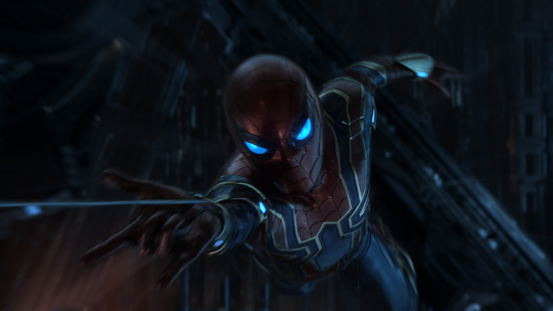 Spiderman character launching a web from his wrist