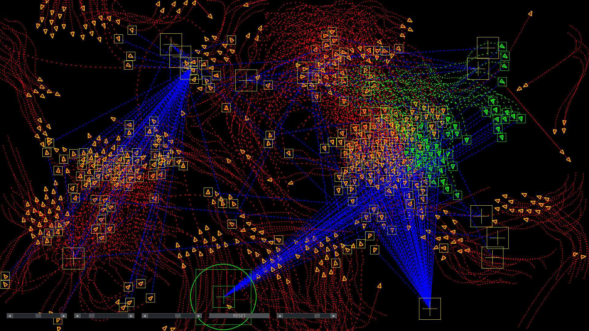 Programming Boids simulations - lots of bright colours against a black background