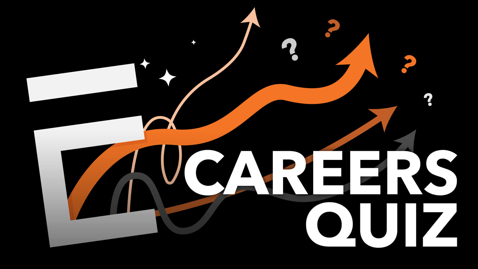 Escape Studios Careers Quiz - Image shows an E icon with arrows and question marks.
