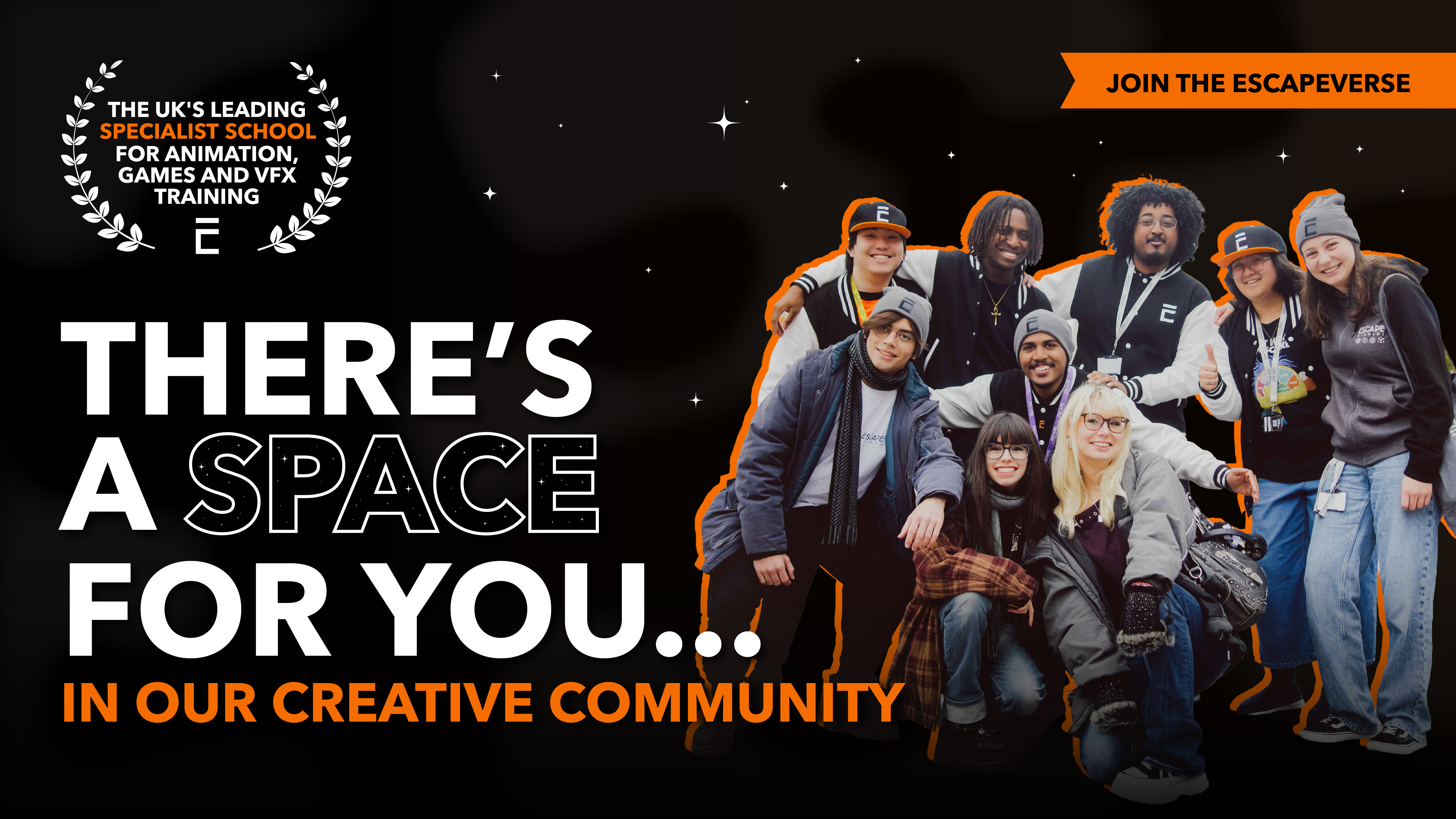 Clearing asset with 'there's a space for you in our creative community' messaging.
